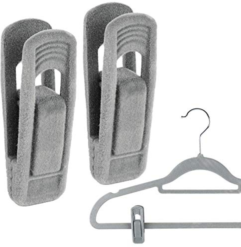 The Hanger Store - 30 Velvet Clips for Hangers for Clothes, Grey | Velvet Clips, Ideal Attachment for Trousers & Skirts.