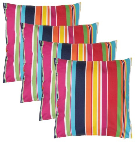 Bean Bag Bazaar Outdoor Cushions Filled, Bright Collection, Set of 4, Stripes