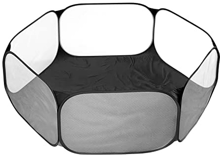 FakeFace Small Animals Cage Tent Foldable Breathable Pet Playpen without Cover Clear Anti Escape Outdoor Indoor Yard Fence Cage Exercise Fence for Guinea Pig,Kitten, Puppy, Chinchilla, Hedgehog Black