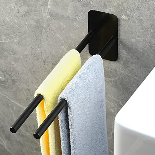 JS Handduksskena utan borrning handduksstång för limning badrum diskhanddukshållare 40 cm modern design matt svart