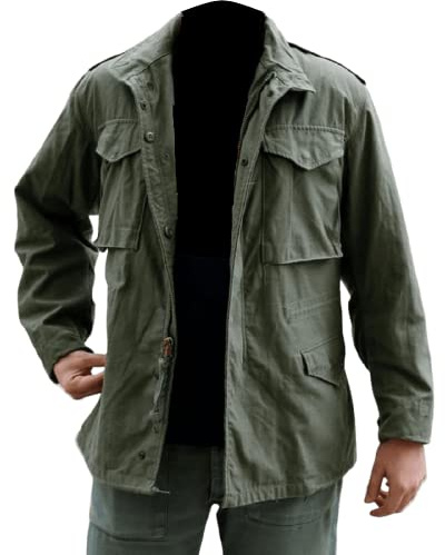 Hifacons John Rambo Veste cargo en coton | M65 Veste militaire de l'armée américaine (standard, grande et grande, courte), M65 Field - Coton vert, L