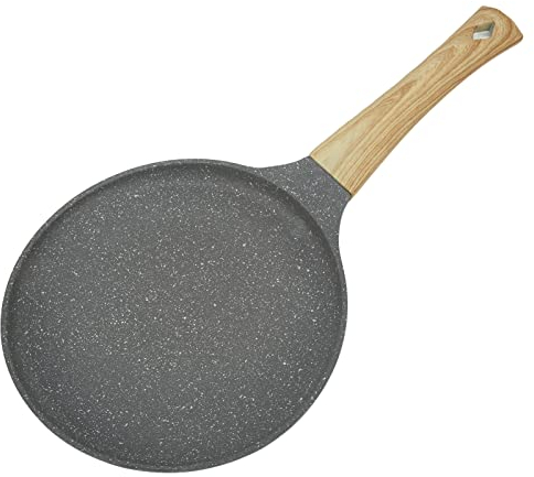Buachois Sartén Antiadherente De Aleación De Aluminio Para Cocinar Tortillas Cocina De Gas De Inducción Sartén De Piedra Con Mango Para Crepes, Panqueques(24cm)