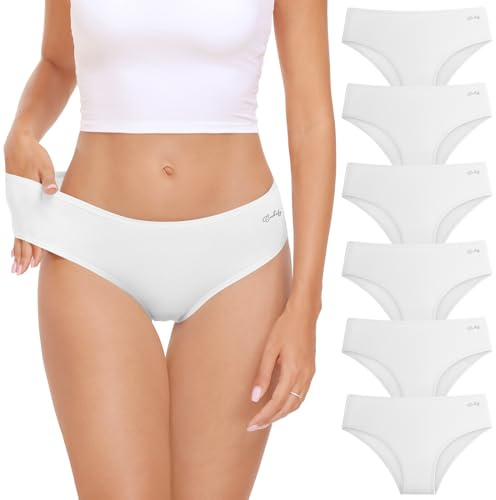 coskefy Underwear Women, 6 Pack Cotton Knickers Soft Breathable Briefs Comfy Hipster Panties Ladies Underpants