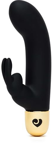 Lovehoney Frisky Rabbit Vibrator - 4 Inch Silicone Slimline G Spot Vibrator for Women - Beginner Friendly 10 Function Dual Stimulation Adult Sex Toy - Waterproof - Black