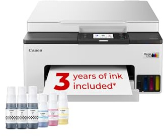 Canon MAXIFY GX1050 Wireless Colour 3-in-1 Refillable MegaTank Inkjet Printer - A4 Print, Copy, Scan - Wi-Fi, Cloud Link, Ethernet Connectivity - Home Office Printer, Includes 6 x Ink Bottles