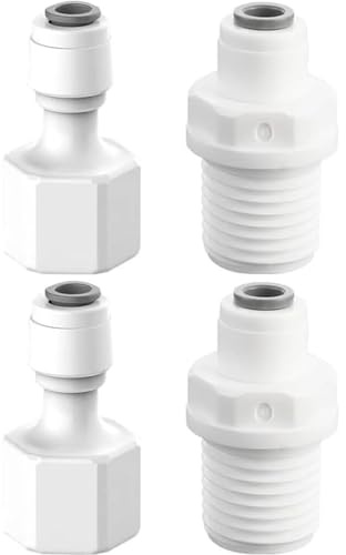 4 Pcs Water Filter Fitting, White Quick Connector for Filter Systems, Drinking Fountains, and Water Purifiers