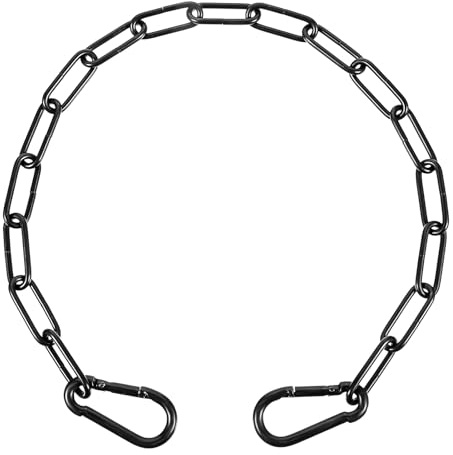 MBAIYO Kedja, stålkedja, svart, 0,5 m, länkkedja med dubbelsidig karbinhake, rostfritt stål, kedjelås, solid metallkedja, rostfritt stål, kedjor, rund stålkedja för utomhusstaket, trädgårdsgrindar