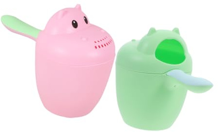 Garneck Taza de Enjuague para Bebés y Niños, 2 Unidades Grandes en Verde y Rojo, Vaso para Lavar el Cabello, Material Seguro, Uso Versátil para Baño Infantil y Cuidado Diario
