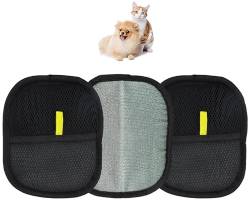 Joyan Gants de Toilettage pour Animaux, Pack de 3, Brosse Anti-Poils Réutilisable, Élimination Efficace des Poils sur Meubles et Vêtements, Gant Confortable pour Chien et Chat, Idéal Lavage & Démêlage