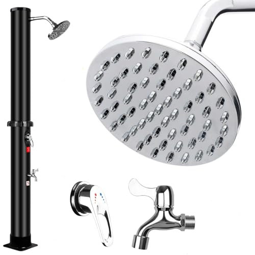 Inoamity Douche Solaire Extérieure Jardin 35L - Chauffe Automatique Maximale 60°C, Pommeau Rotatif 360° et Robinet à Pied - Douches pour Jardin, Piscine, Plage