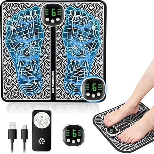EMS Foot Massager with 19 Intensity Levels & 8 Modes, Electric Foot Massager Mat for Pain Relief, Muscle Relaxation, and Improved Circulation