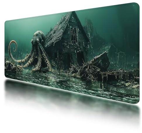 Mauspad XXL 1000x500 mm, Gaming Mauspad XXL Grün, Schreibtischunterlage Krake, Gaming Mousepad Groß mit rutschfeste Gummibasis, Spezielle Oberfläche, Wasserdicht Mousepad für PC, Laptop, Büro, W-76