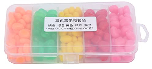 Akozon Ensemble d'Appâts Artificiels-leurre de Pêche à Noyaux Souples de 5 Couleurs, Appâts Flottants pour Carpe, Accessoires de Pêche de Simulation (200 gélules)