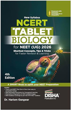 Disha's New Syllabus NCERT Tablet Biology for NEET (UG) 2026 - 4th Edition | Shortcut Concepts, Tips & Tricks for Revision & Learning | One Liner Theory with Mnemonics, PYQs (Previous Year Questions)