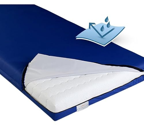 PROCAVE wasserdichter Matratzenbezug in blau. atmungsaktiv und abwischbar 90x200 cm für Matratzen-Höhe 20 cm - Made in Germany