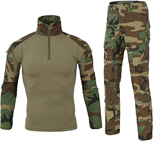 LANBAOSI Chemise de Combat Militaire Homme Uniforme Tactique Séchage Rapide à Manches Longues & Pantalon Costume Tenues de Combat Pantalon Militaire Paintball