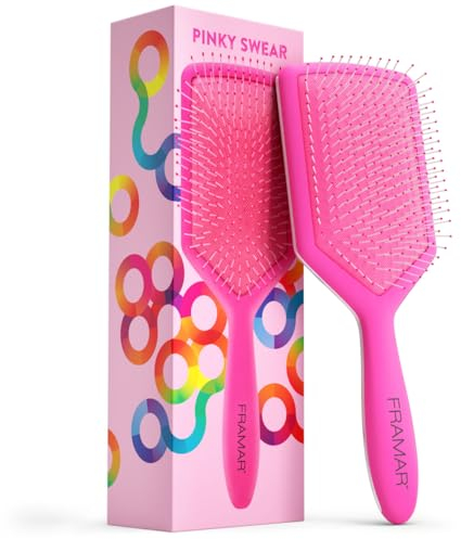 FRAMAR Rosa Haarbürste Ohne Ziepen - Haarbürsten Für Langes Haar, Haarbürste Damen, Wet Hair Brush, Entwirrbürste Lange Haare, Detangler Bürste, Locken Bürste Haare, Paddelbürste, Paddle Brush
