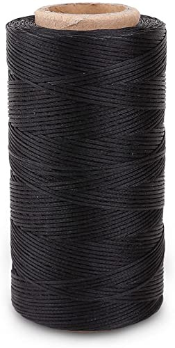 Anawakia 260 m Wax Thread Sewing Thread All-Purpose Waxed Leather Thread Cord Leather Yarn Sewing Craft Saddle Thread Thread Diameter 0.8 mm (Black)