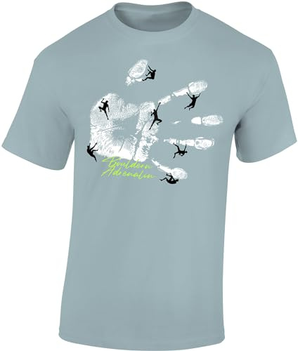Baddery T-shirt d'escalade : Bouldering Adrenaline - Équipement d'escalade en plein air Accessoires Cadeau, bleu glace, L