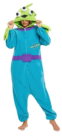 LABULA Animaux Pyjamas Costume à Capuche Déguisement Combinaison Carnaval Noël Fête Tenue,Alien zippé,M