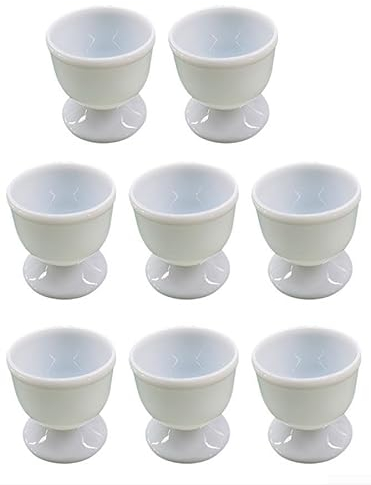 Lot de 8 coquetiers en porcelaine blanche et céramique blanc crème pour servir et profiter de vos œufs de petit-déjeuner