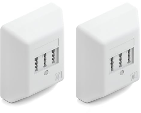 deleyCON 2 Stück Telefondose TAE NF/F Anschlussdose NFF 2X Telefonanschluss + 1x Nebenstelle Fax Anrufbeantworter Modem NTBA DSL-Splitter Weiß