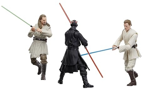 Star Wars The Black Series Qui-Gon Jinn, Darth Maul, Obi-Wan Kenobi The Phantom Menace 6 Inch Action Figures