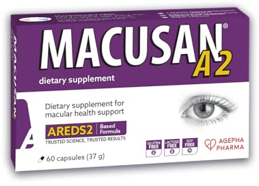 Macusan A2 AREDS2 Formula | Eye Health Dietary Food Supplement with Lutein, Zeaxanthin & Vitamins | Supports Vision & Helps Manage Age-Related Macular Degeneration (AMD) | 60 Capsules