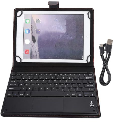 Kuuleyn Bluetooth-tangentbord, 72 timmars fungerande Bluetooth Touchpad-tangentbord med skyddsfodral, Uppladdningsbart tangentbord för flera enheter för 9 10,5-tums Tablet PC