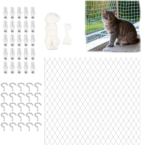 Kattskyddsnät Balkong, Kattnät Balkong, 3 m Kattnät, Kattnät, Förstärkt Kattnät Med Ingen borrning, För Inomhus Utomhus Trappor Fönster Balkonger Terrasser Giardin