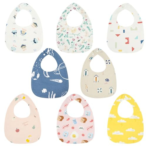 Vicloon bomull haklappar, vattentät haklapp, Haklappar för dreglande, Baby bandana, unisex vattentät haklapp med roliga tryck för bebisar från 0 månader till 3 år