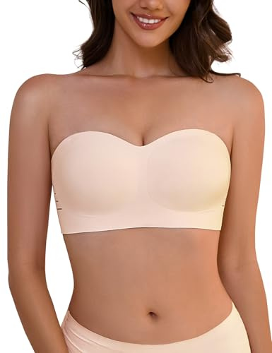 Lonya Sujetador sin Tirantes Mujer Comodos Sujetadores sin Aros Multifunción Bralette Invisible Reductor sin Costuras Beige Claro,L