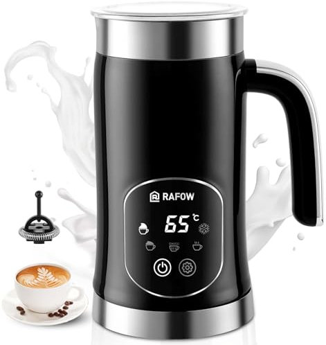 Espumador de leche eléctrico 5 en 1, espumador de leche automático, 350 ml, gran capacidad, vaporizador de leche para espuma de leche fría y caliente, chocolate caliente, café con leche, capuchino
