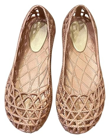 Generisch Ballet Flats for Women Mesh Ballerina Shoes Hollow Jelly Sandals Summer Fishnet Sandals Slip-On Single Shoes Bird-Nest Ballet Soft Plastic Shoes Lightweight Summer Shoes