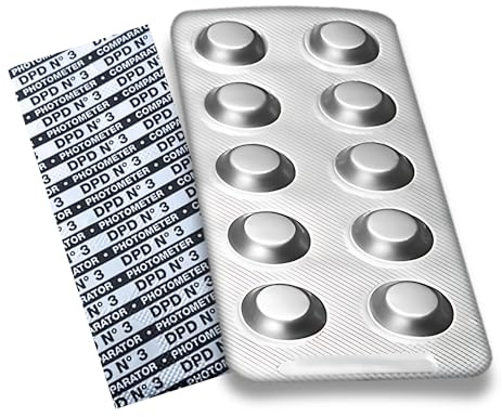 250 tabletas de reactivo DPD 3 para fotómetro para medir: cloro total, cloro unido en el agua de la piscina - Adecuado para PoolLab y otros fotómetros de mano