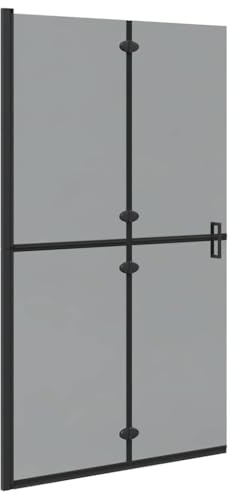 vidaXL Panel de Ducha a RAS de Suelo Negro 110 x 6,5 x 190 cm, División Moderna para baño, Vidrio Templado, Ducha de Lujo, Pared Rectangular, Divisor de Aluminio, Espacio eficiente