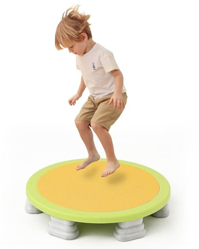 Mini Trampoline for Kids, Toddlers Trampoline Indoor Outdoor, Sensory Toys, Autism Sensory Products, Baby Jump Toy Recreational (Yellow)