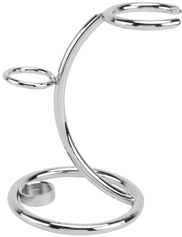 PRETYZOOM Support pour Outils de Rasage en Métal Argenté Porte-Pinceaux et Rasoir Double Support Rangement Pratique et Stable pour Salle de Bain Accessoire Homme pour Organisation de