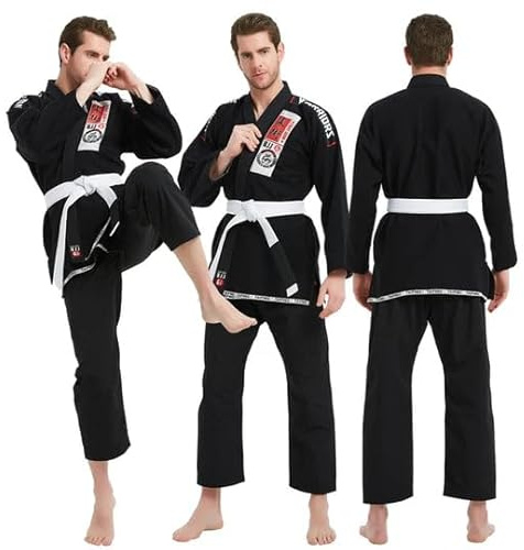 Brasiliansk Jiu Jitsu Gi BJJ 450 gram uniform IBJJF godkänd, Svart, A2