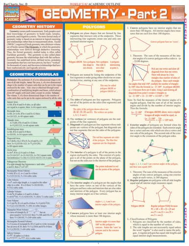 Geometry Part 2: QuickStudy Laminated Reference Guide (QuickStudy Academic)