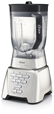 Oster Pro Frullatore 1100 W, Lama 6 Punte in Acciaio Inossidabile, Bicchiere da 1.9 L con Dosatore, BPA Free, Sistema All Metal Drive, Tecnologia Reversibile, Funzioni Pre-Programmate, Pulse, Grigio