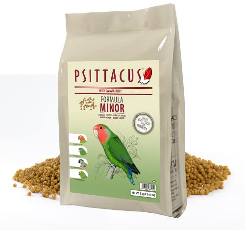 Psittacus Minor 3 kg | Pienso Completo para Agapornis, Forpus y Pyrrhuras | Alimento Premium para Aves, 100% no-GMO