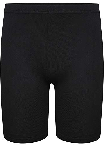 clickstostyle Girls Kids Stretch Cycling Cotton PE School Uniform Dance Gym Swim Shorts (Black, 11-12 Years)