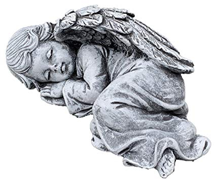 stoneandstyle Steinfigur träumendes Engelchen liegend, massiver Steinguss, Frost- und wetterfest bis -30°C