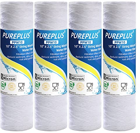 PUREPLUS Whole House Sedimentfilter, 5 Mikron, 25,4 x 6,3 cm, 4 Stück