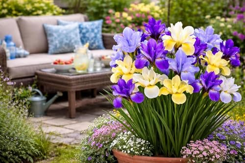 Dutch Iris Bulb Collection – Premium Mixed Blooms in Blue, White & Yellow | Late Spring Hardy Perennial Flowers for Beds, Borders & Containers – Attracts Pollinators – Zones 3–8 - (45 Bulbs)