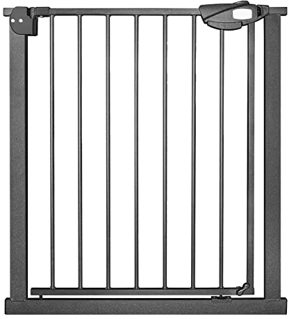 UISEBRT Treppenschutzgitter Ohne Bohren Türschutzgitter Kinder Treppengitter Türgitter Baby, 75-85cm breit, Selbstschließend, Einhändiges Öffnen Metall Gitter, Schwarz