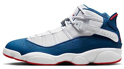 Jordan Herren 6 Ringe Basketballschuhe 322992-012, Weiß/University Red/Light Steel Grey/True Blue, 44.5 EU