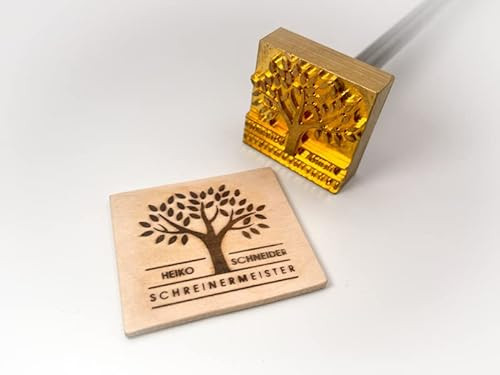 Dein Brandstempel extern beheizter Schriftzug im Motiv Baum Variante 2 für Holz, Leder, Pappe - personalisiertes Brandeisen, individueller Brennstempel in 60 x 60 mm