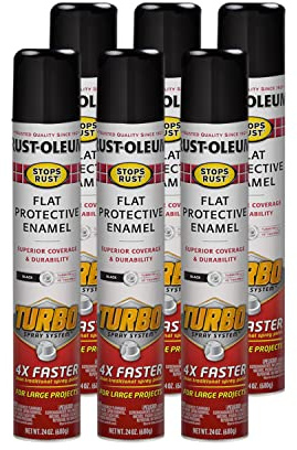 Rust-Oleum 376298-6PK Stops Rust Turbo Spray System Spray Paint, 24 oz, Flat Black, 6 Pack